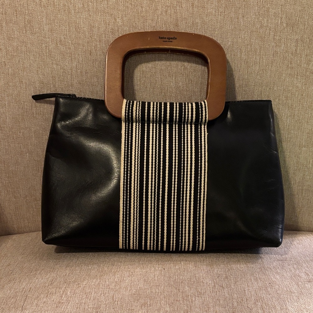 Kate Spade Black Tote with Wood Handles